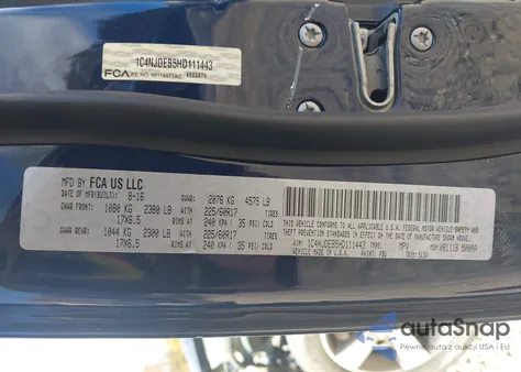 2017 Jeep Compass High Altitude 4X4 из США, поврежденный, VIN 1C4NJDEB5HD111443